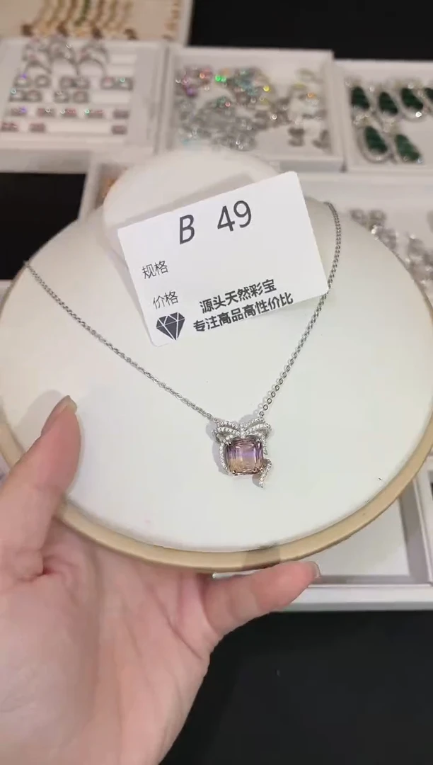 颈饰银S925镶嵌水晶多样性发一B49