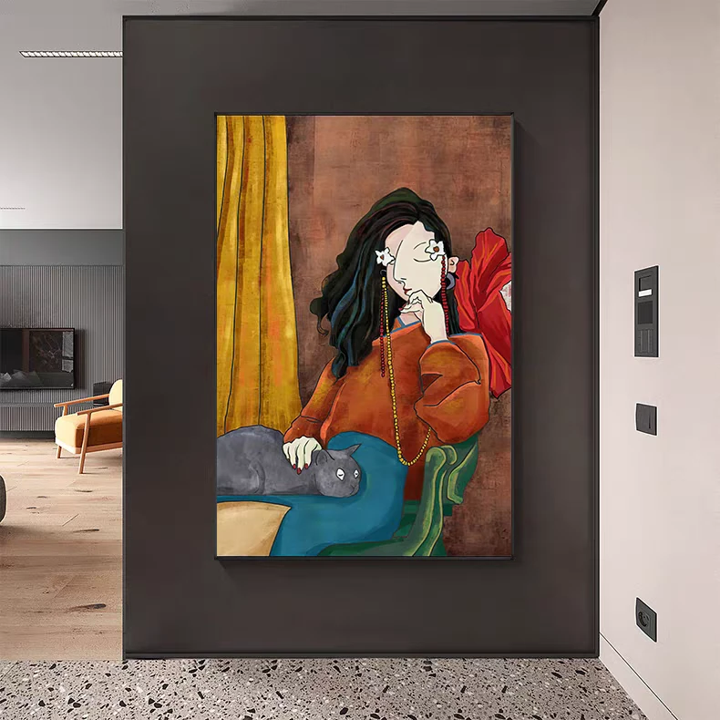 小众轻奢民宿装饰画个性人物客厅餐厅壁画现代北欧风玄关卧室挂画