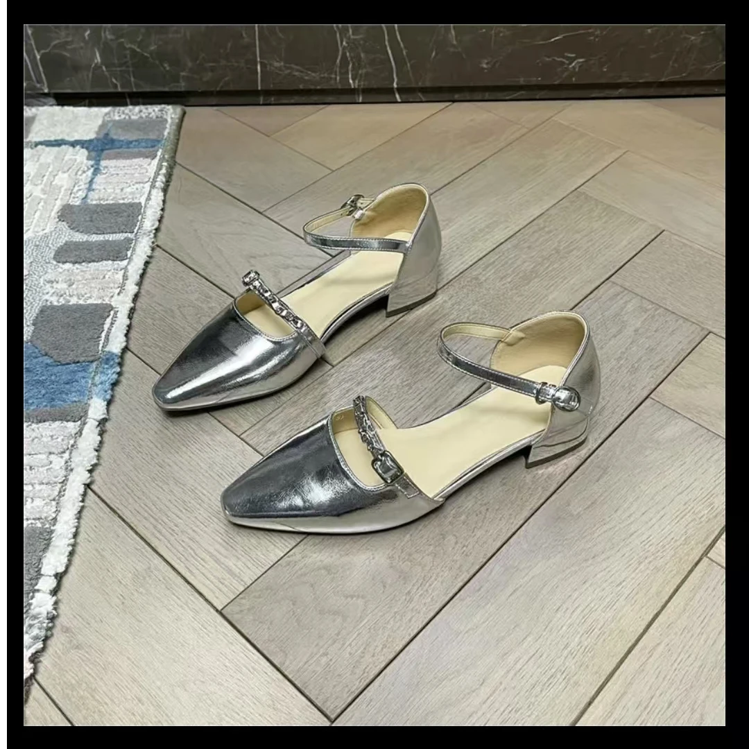 4B519  新款法式时尚气质粗跟半包凉鞋