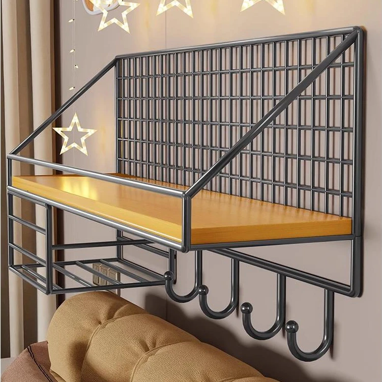 免打孔墙上置物架宿舍床头挂篮学生卧室零食收纳架墙面壁挂书架子