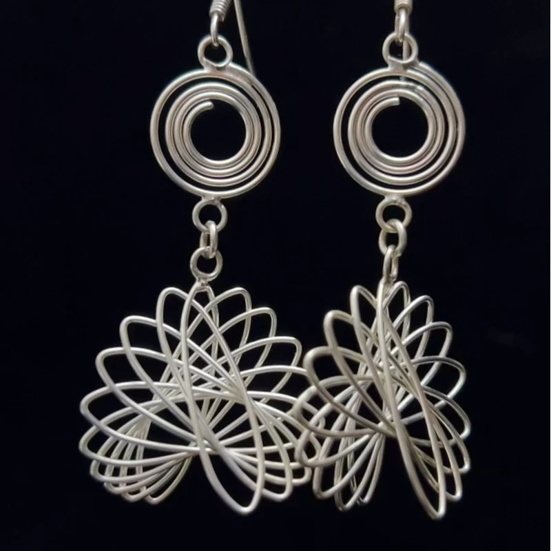 925银耳饰 纯手工几何多层编织长款耳环复古气质孤品百搭文艺耳坠