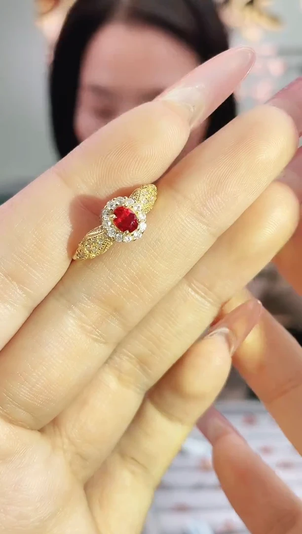 戒指彩色蓝宝石银S925镶嵌戒指