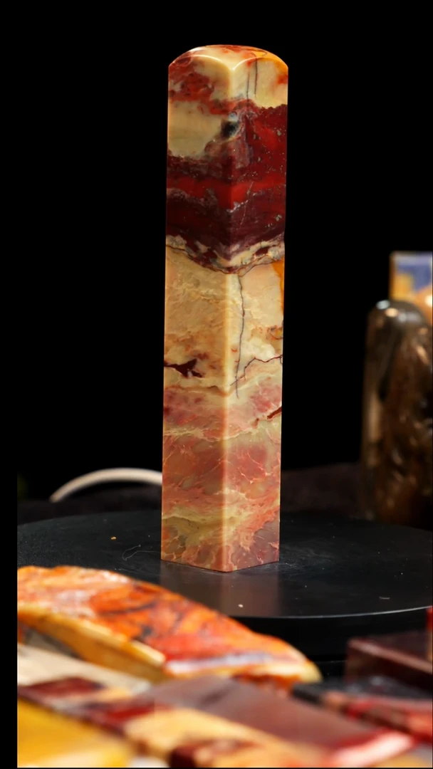 昌化石抹茶绿红砂印章