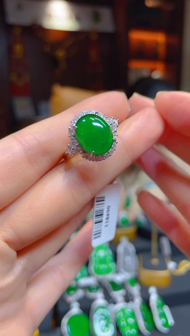 【闪购商品】翡翠戒指银S925镶嵌118490-天然A货翡翠