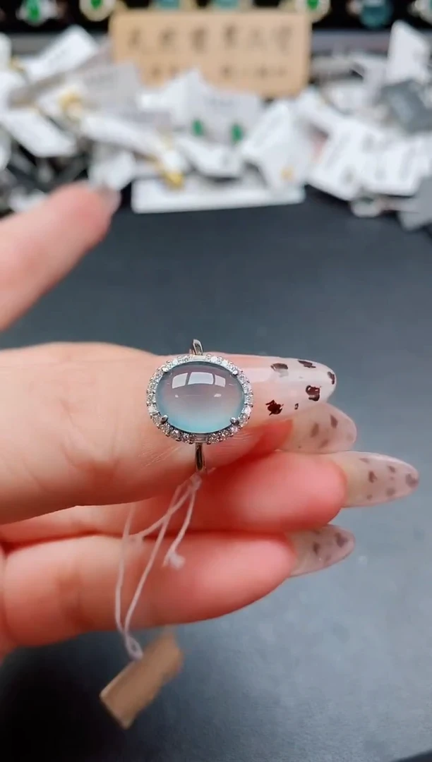 银S925镶嵌戒指翡翠1