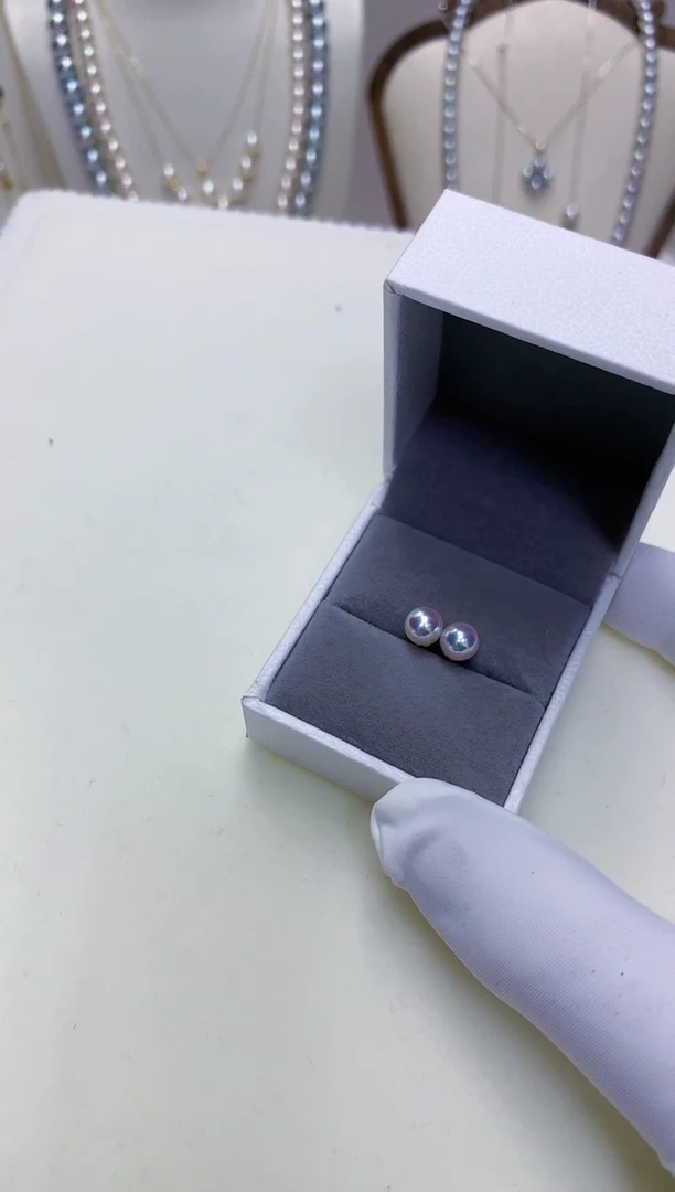 【闪购商品】海水珍珠饰品18K金镶嵌5-6素钉定制