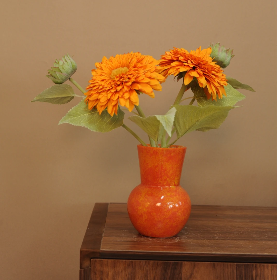 景德镇艺术感小花瓶（tyx爱马仕橙流心柿子天球瓶口9cm 高15cm）