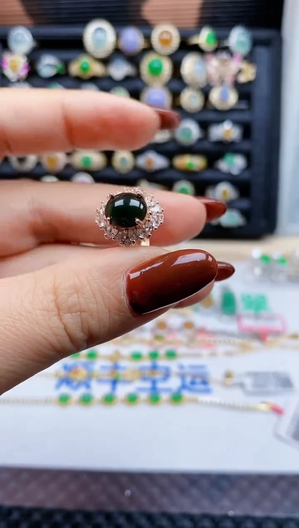 银S925镶嵌戒指翡翠328