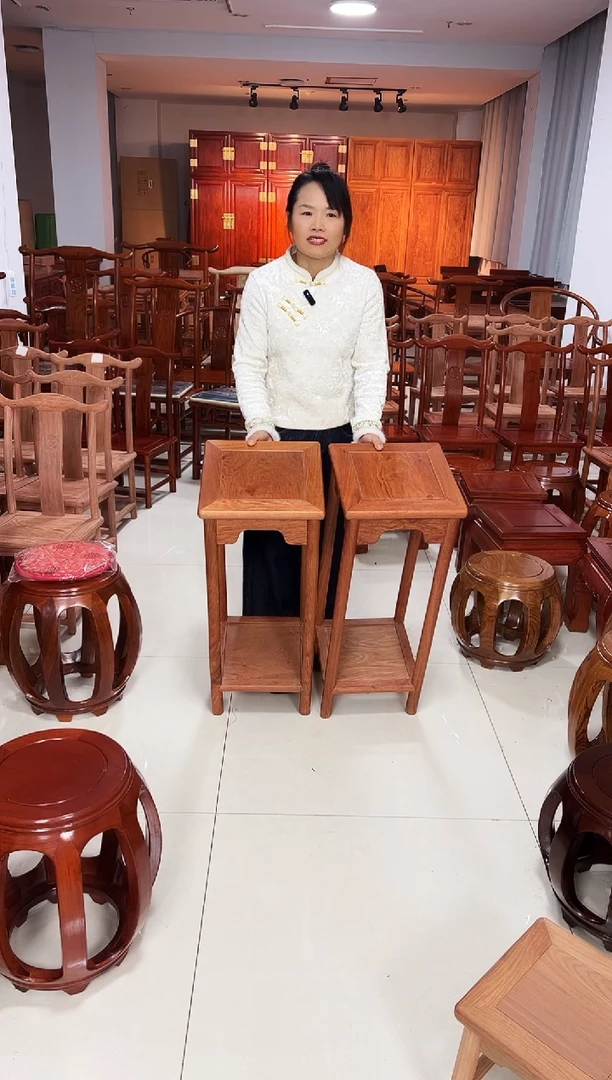 花梨木类家具打蜡一对花架小巴花