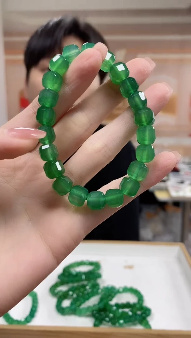 未镶嵌手串玛瑙/玉髓绿钻方糖玛瑙手串