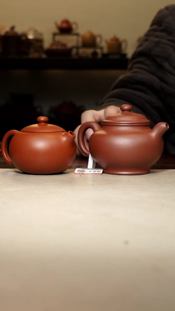 茶壶紫砂120cc小煤窑朱泥+180cc汉棠底槽清 半手工