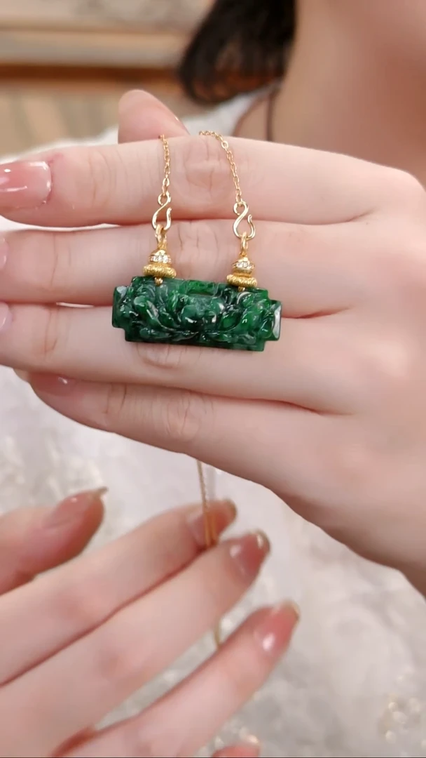 颈饰银S925镶嵌翡翠国风