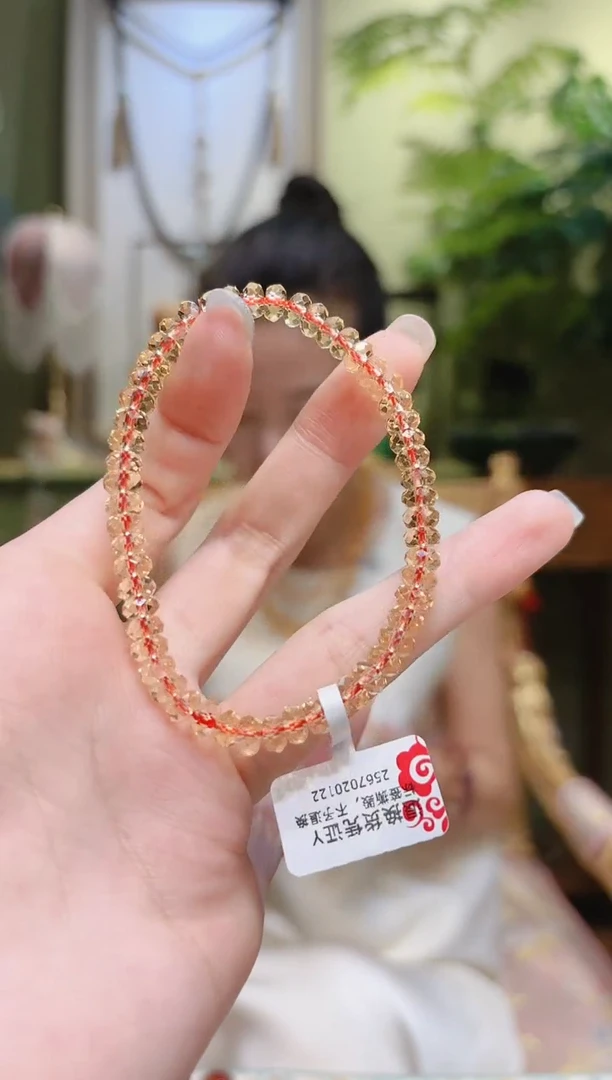 【闪购商品】水晶手串未镶嵌切割面算盘珠黄水晶手串Y