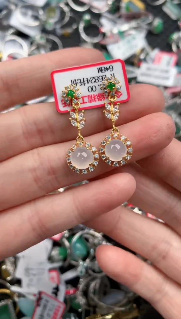 银S925镶嵌戒指翡翠444---6