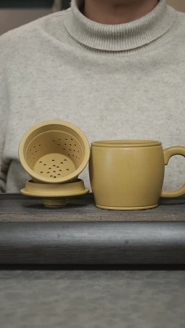【闪购商品】紫砂茶杯黄金段汉瓦三件套@@GB00295
