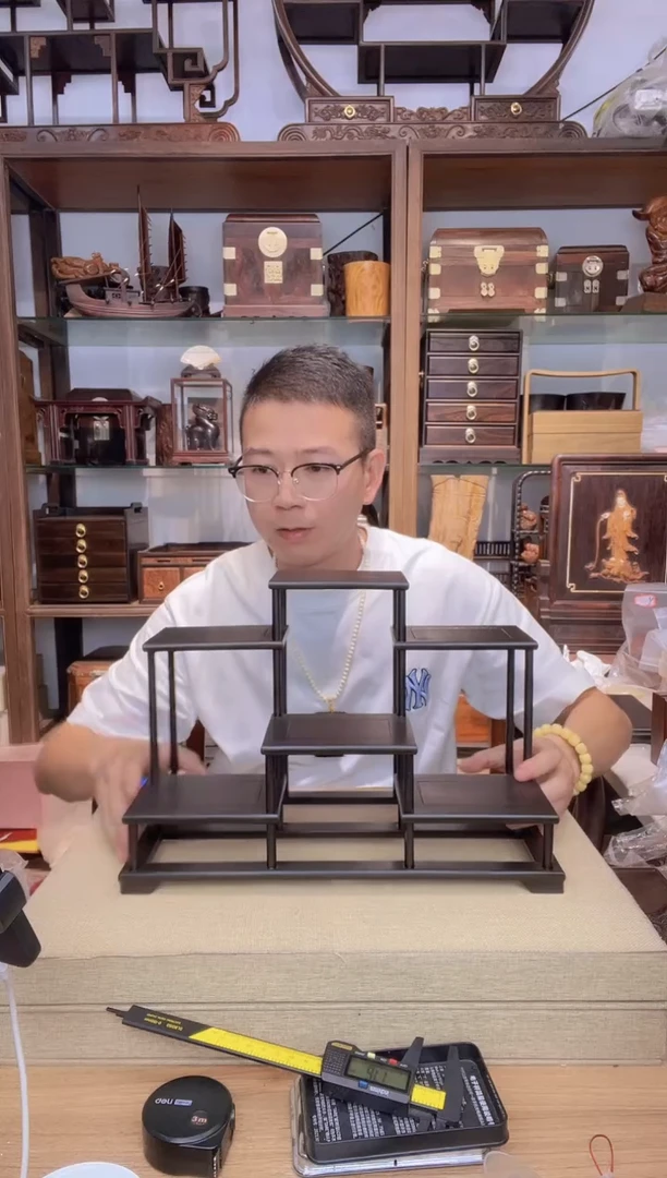 乌木类书架191紫光檀独板前后六步摆台