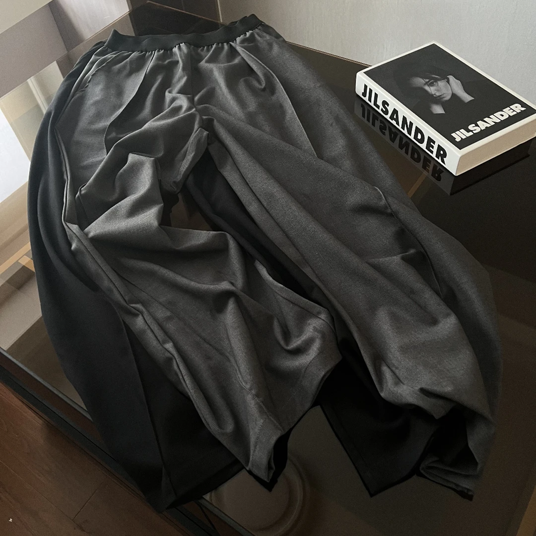 YUXI▪️2025春季新款韩版春夏季拼色百搭显瘦垂感西装裤女时尚潮流