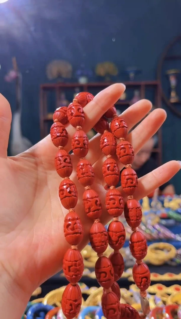 【闪购商品】非遗绝技 雕漆枣珠项链（35颗）