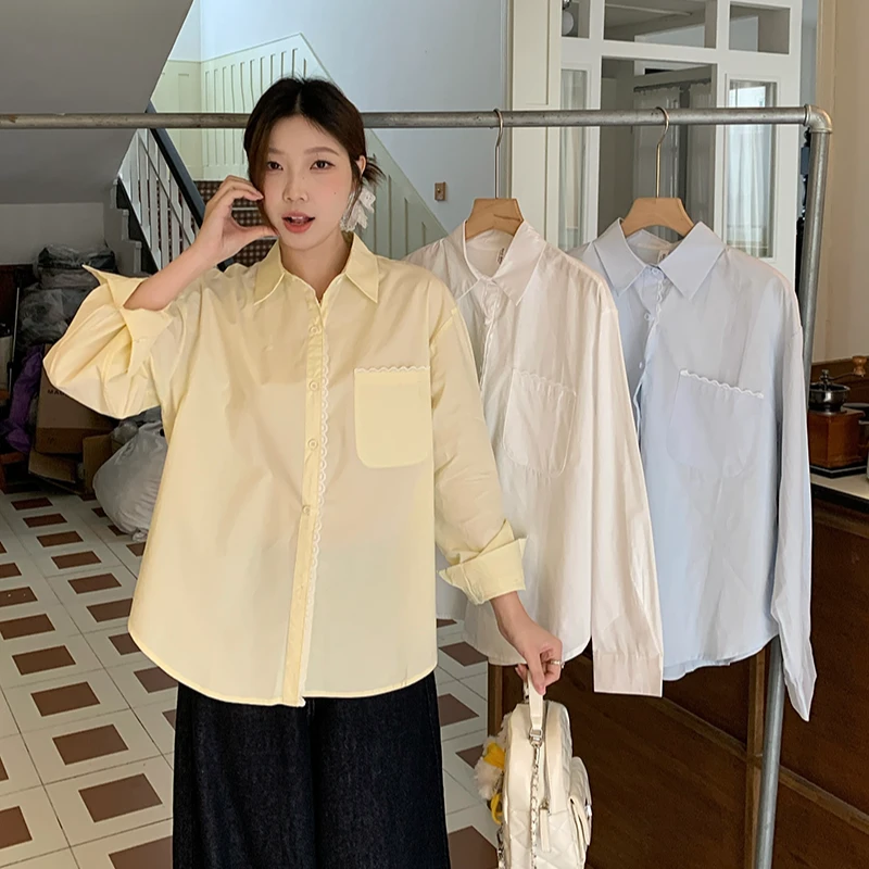 2025夏装新款胖mm大码女简约蕾丝花边防晒宽松长袖衬衫