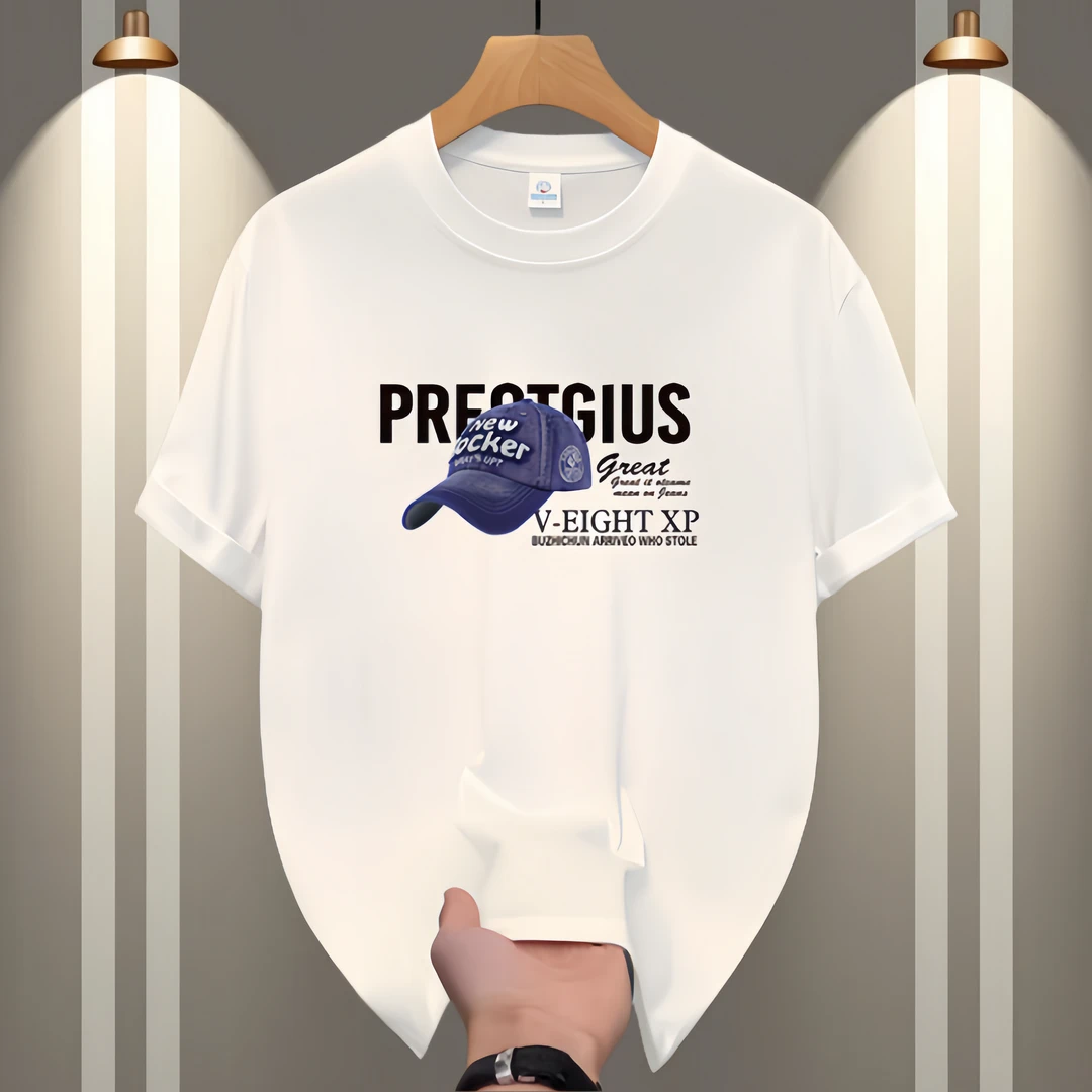 【专柜正品】春夏新款纯棉宽松男士短袖T恤轻奢时尚百搭休闲圆领