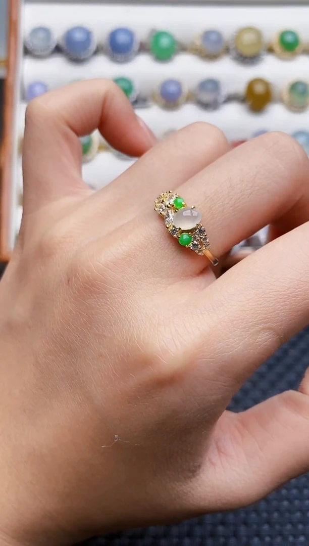 银S925镶嵌戒指翡翠2590