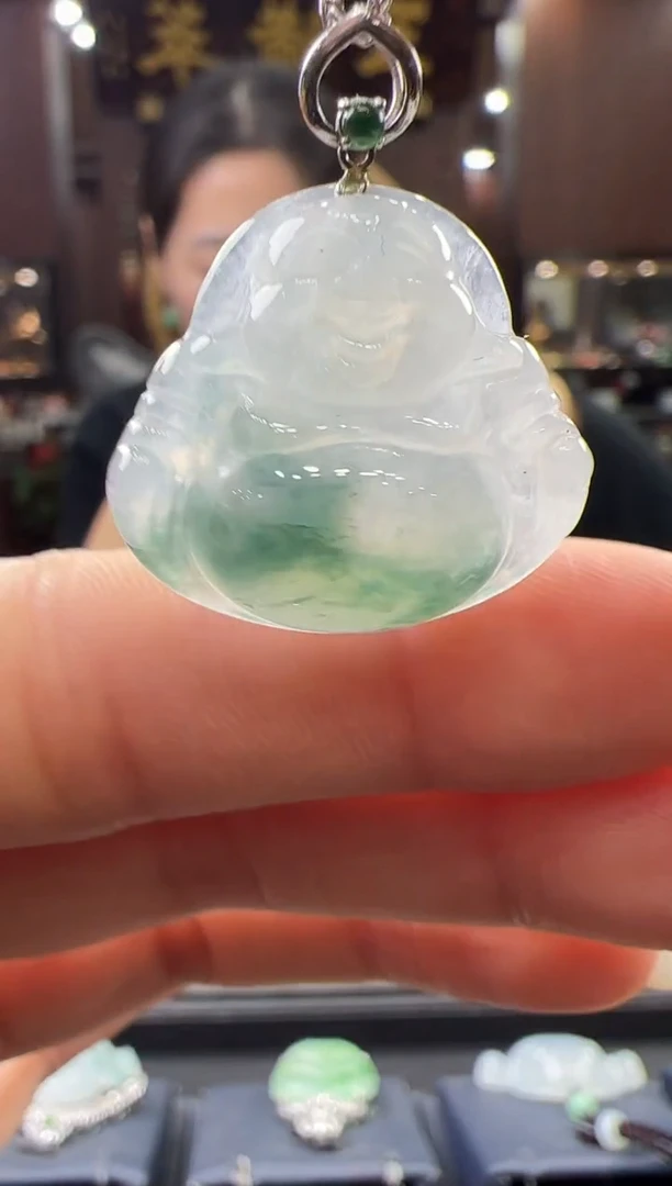 【闪购商品】翡翠挂件18K金镶嵌佛公不含链