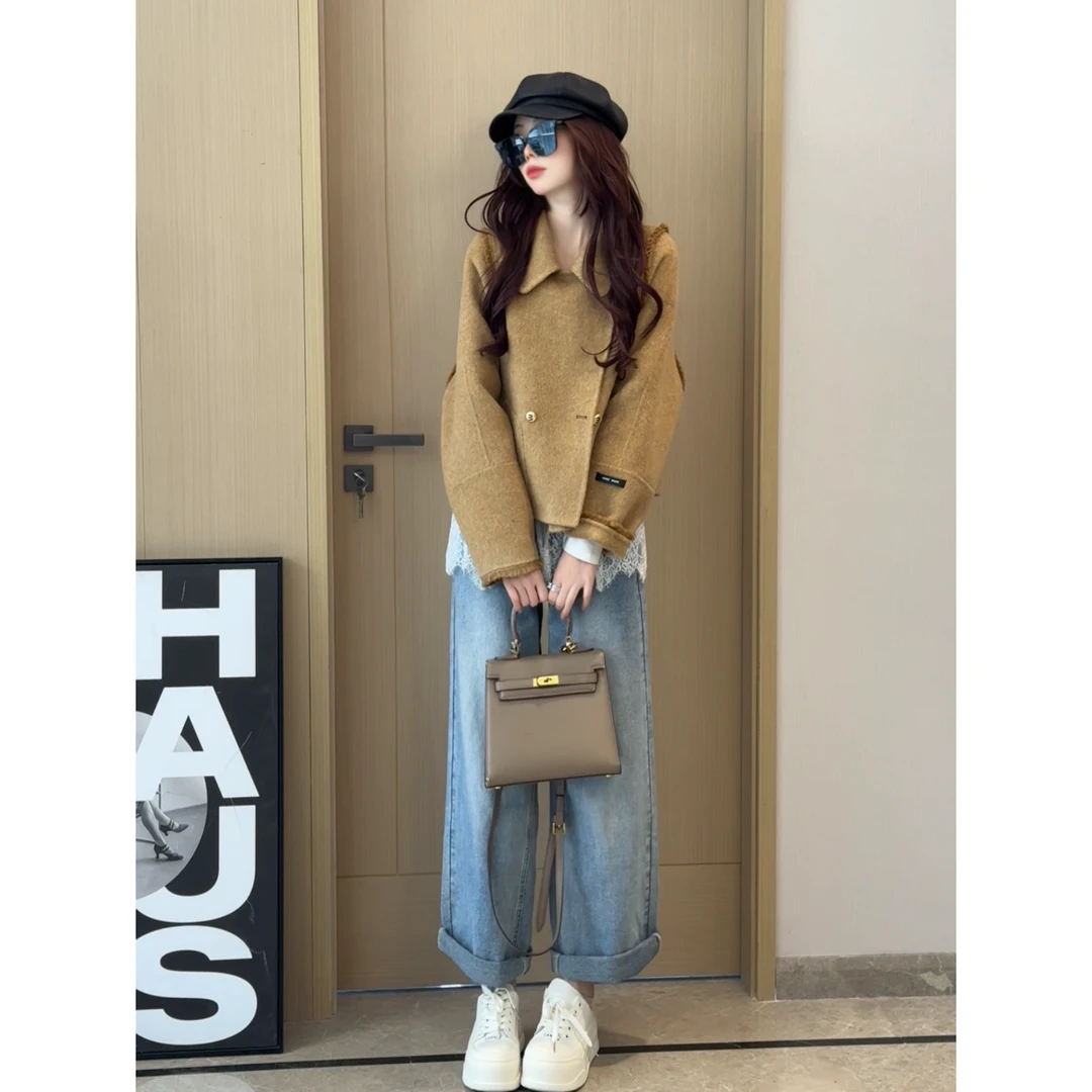 【奥黛丽】短款法式双面羊毛大衣2025新款女气质显瘦小个子毛呢外套