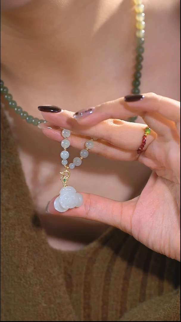 泥塑用****4HETIAN 山茶花吊坠