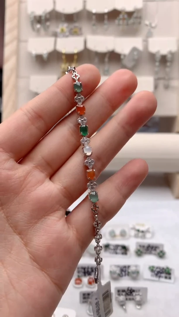 【闪购商品】银S925镶嵌翡翠手链3号