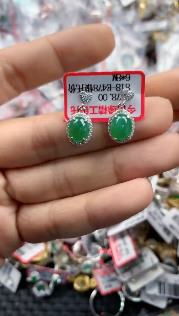 银S925镶嵌戒指翡翠4444----7