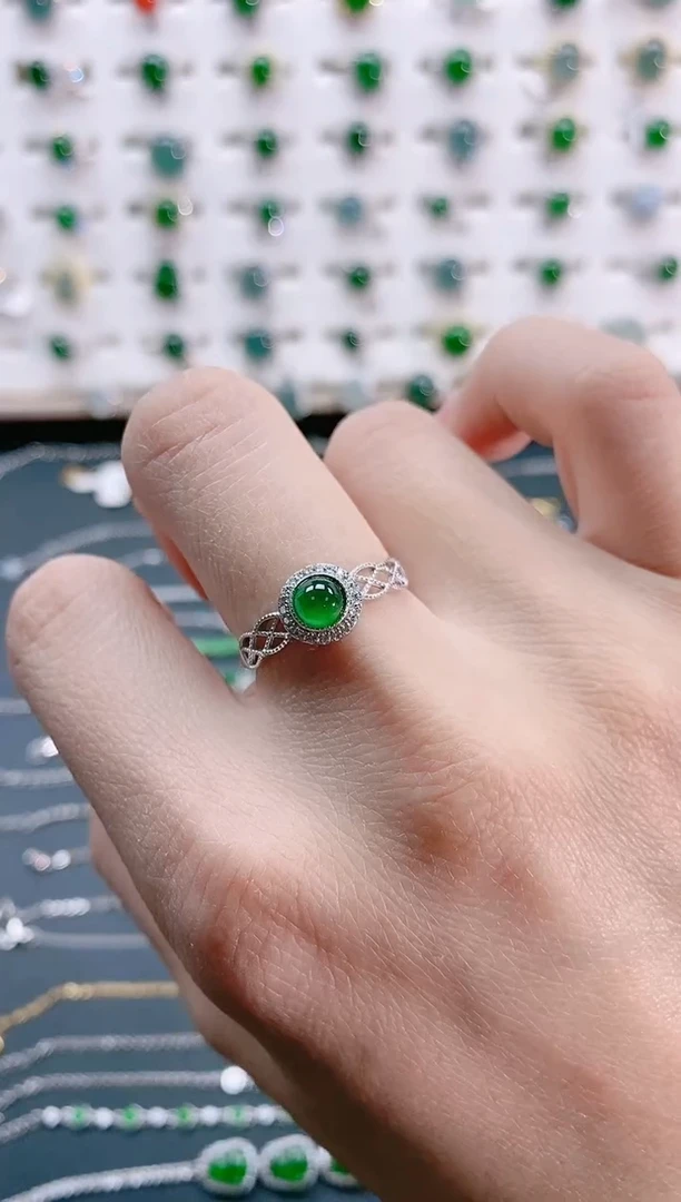 【闪购商品】翡翠戒指银S925镶嵌天然翡翠