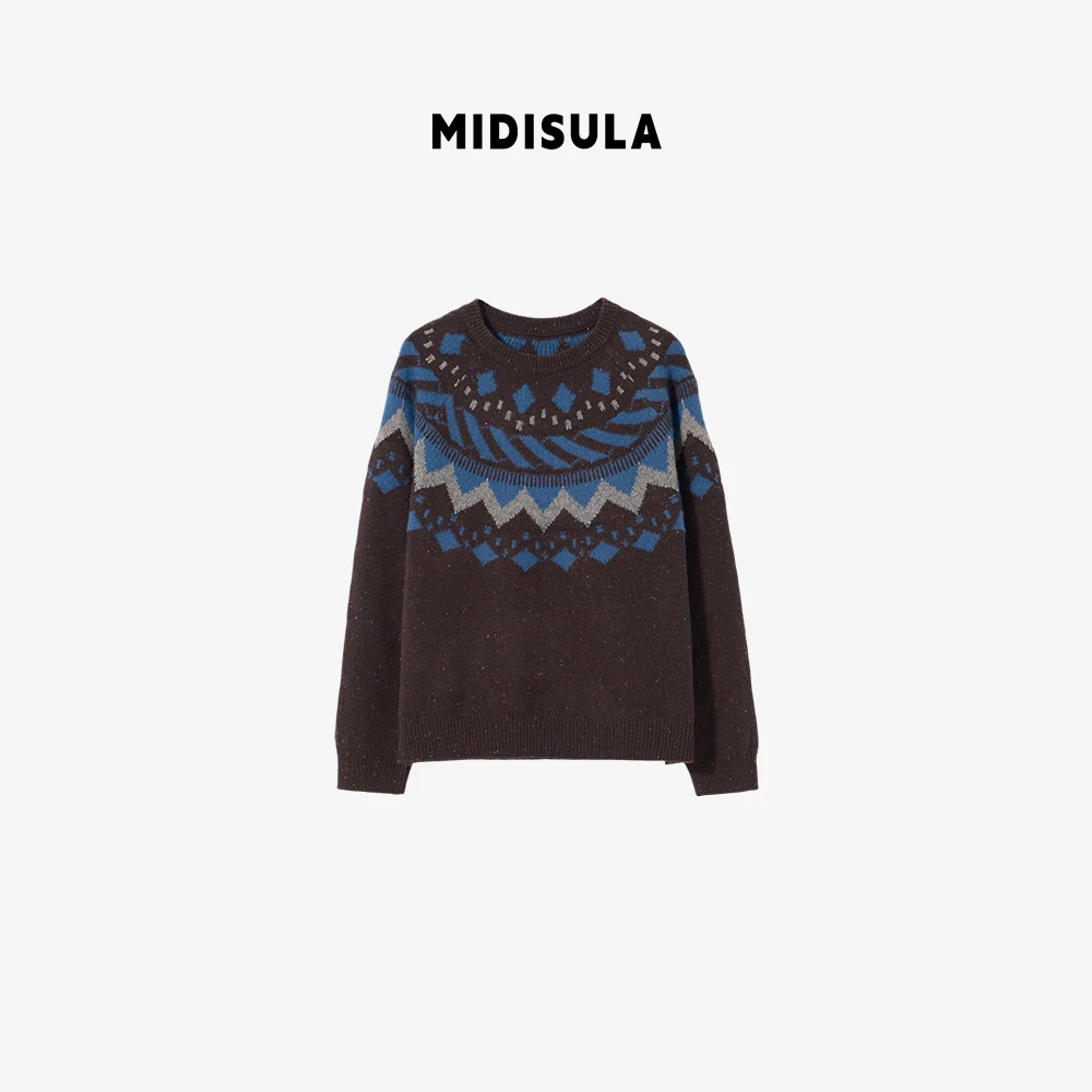 MDSL·韩系时尚轻奢宽松简约海浪撞色羊毛衫#02142