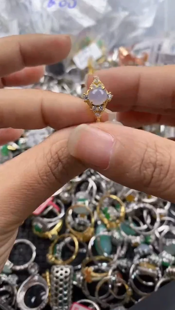 银S925镶嵌戒指翡翠777---7