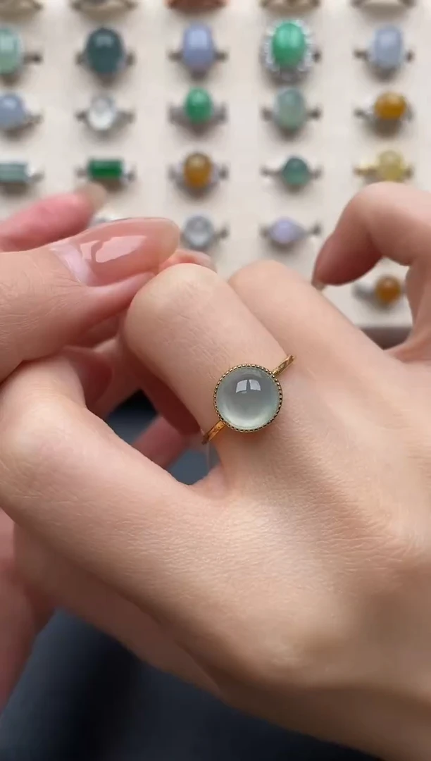 银S925镶嵌戒指翡翠一物一证一礼盒