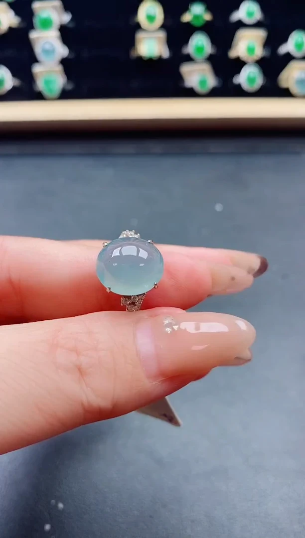 银S925镶嵌戒指翡翠1