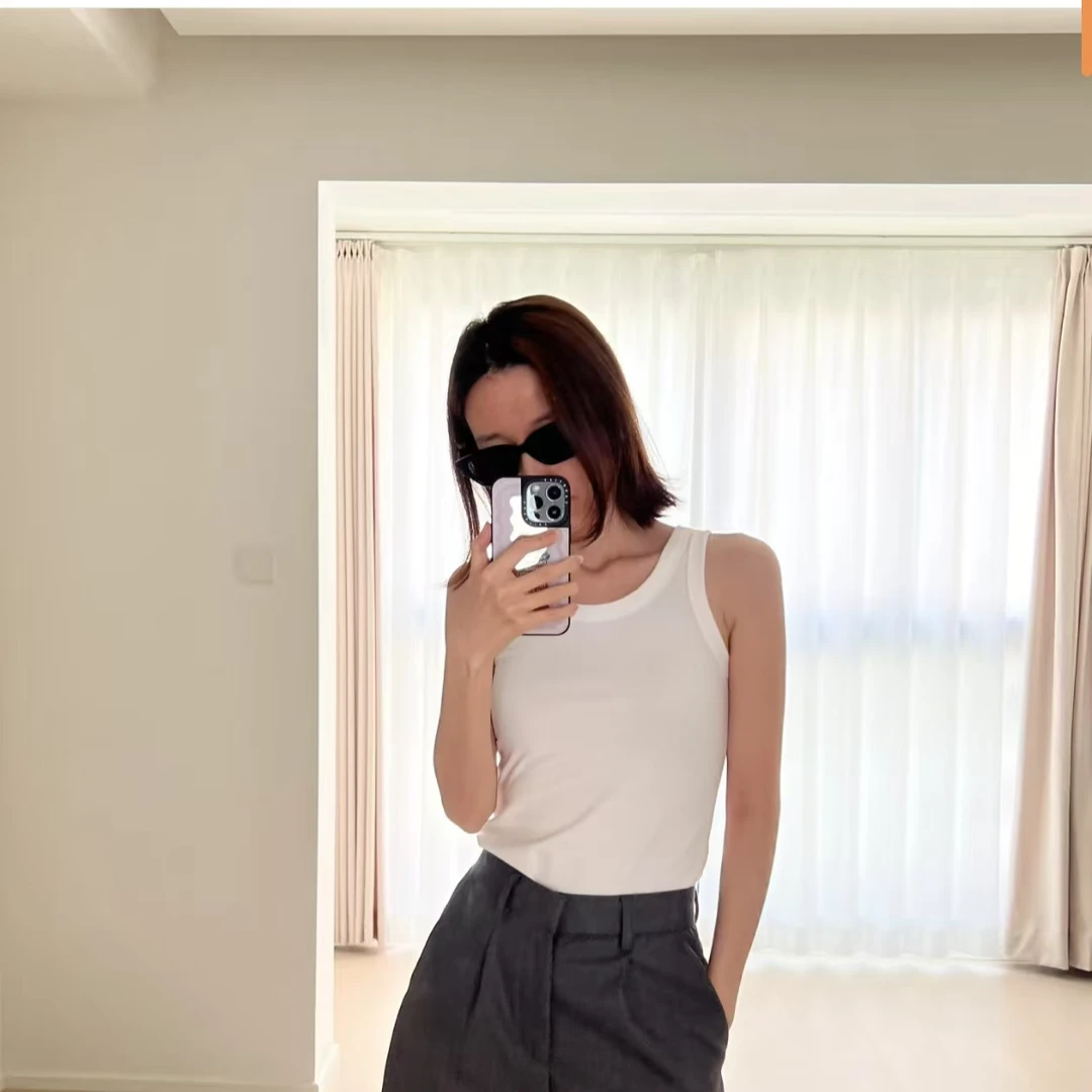 ZHULIN-撞色两色左侧福利小标背心-星球休闲宽松短袖背心