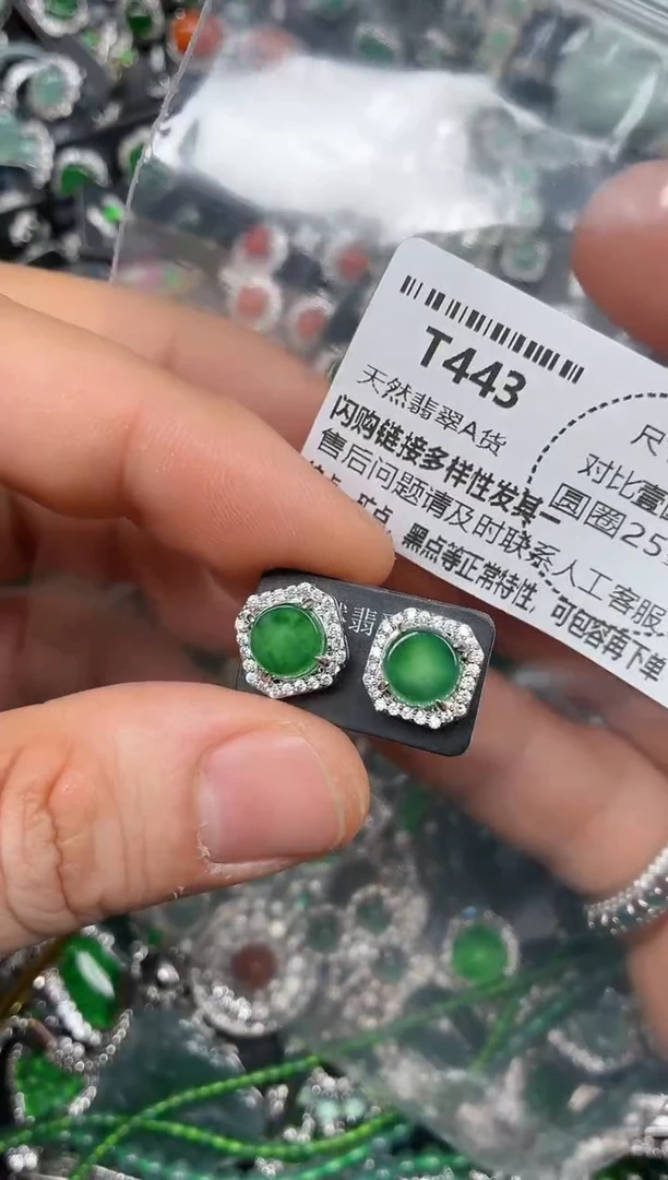 颈饰未镶嵌翡翠T443耳钉