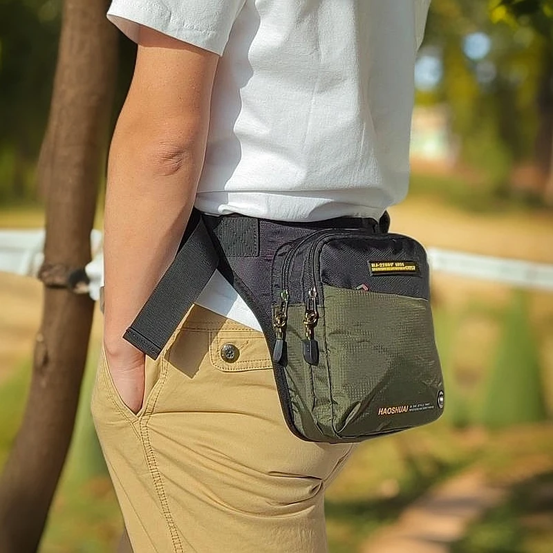 新款休闲腰包男骑行机车骑士小斜挎包多功能轻便腿包户外防水胸包