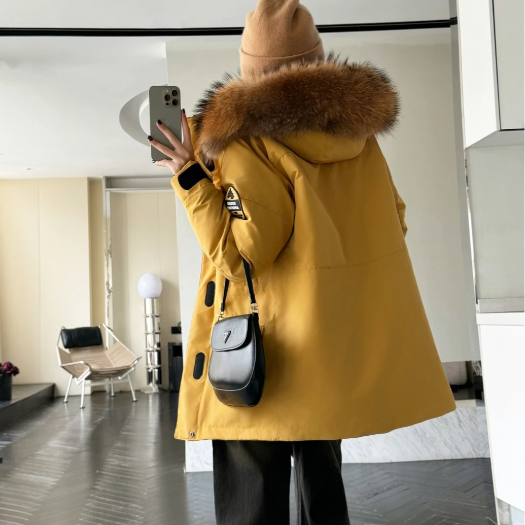 毛领加厚女士2024年冬新款韩版休闲宽松保暖外套