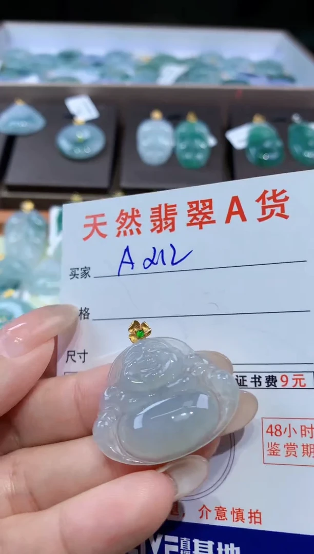 颈饰18K金镶嵌翡翠天然翡翠A货挂件