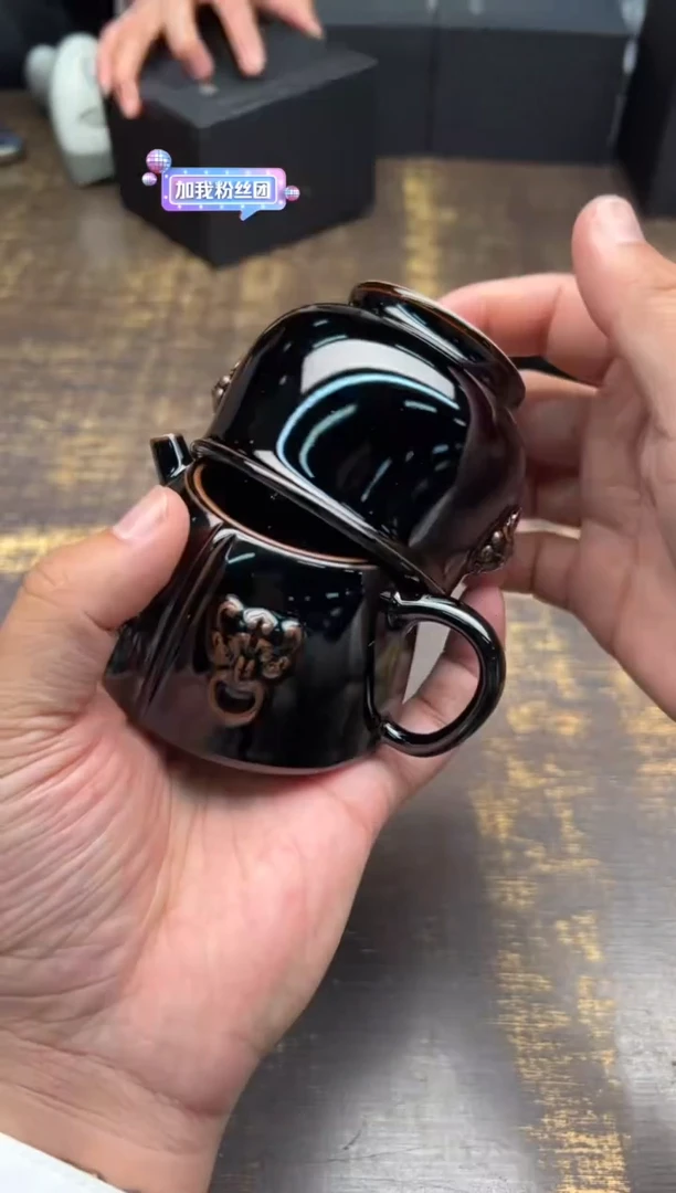 【闪购商品】/黄灿墨玉兽耳壶+兽耳缸杯