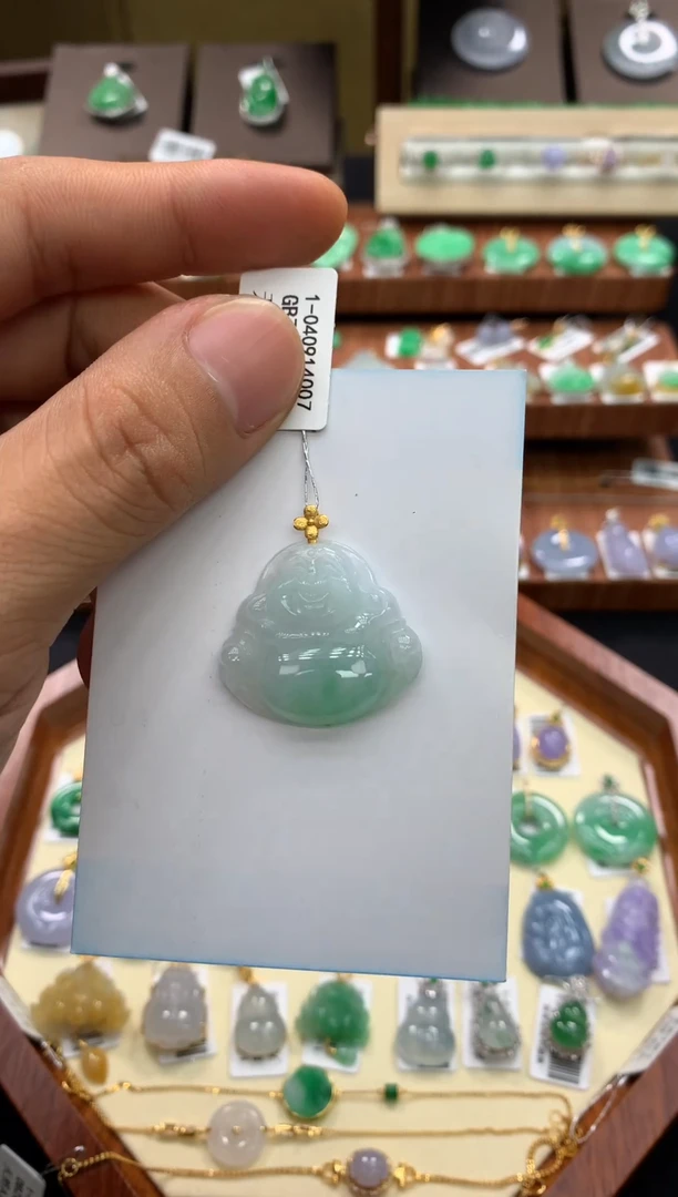 吊坠(不含链)18K金镶嵌翡翠佛公