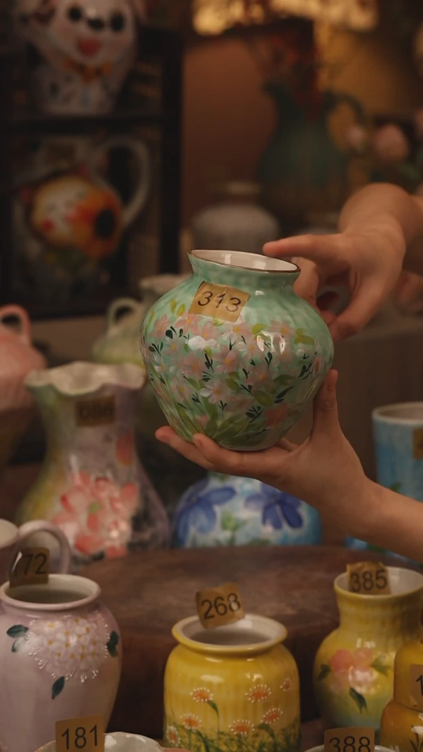 陶瓷313景德镇设计师手作花器摆件侘寂风