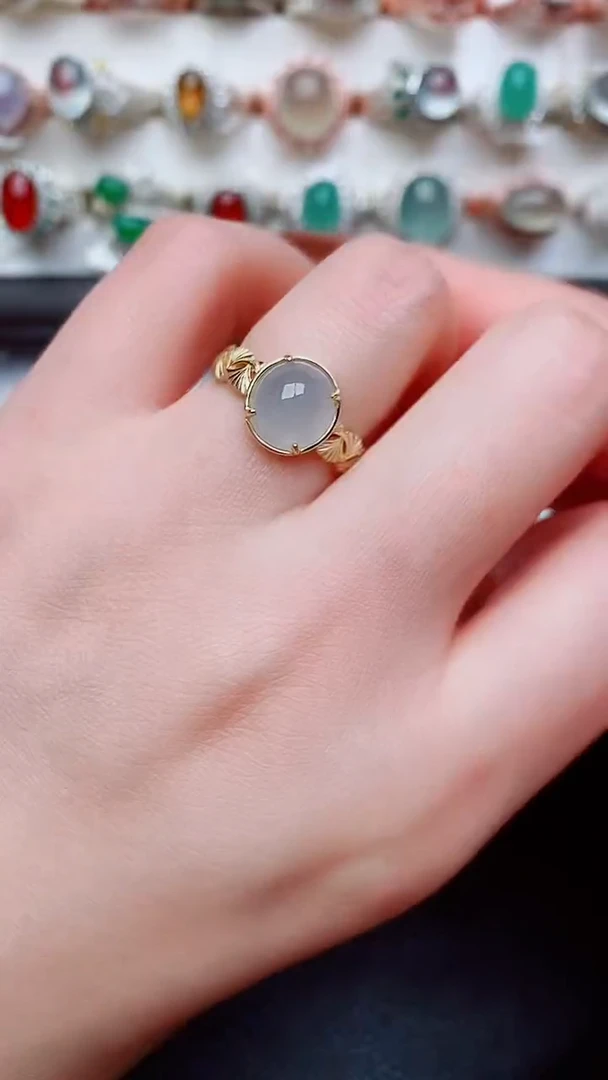 银S925镶嵌戒指翡翠...