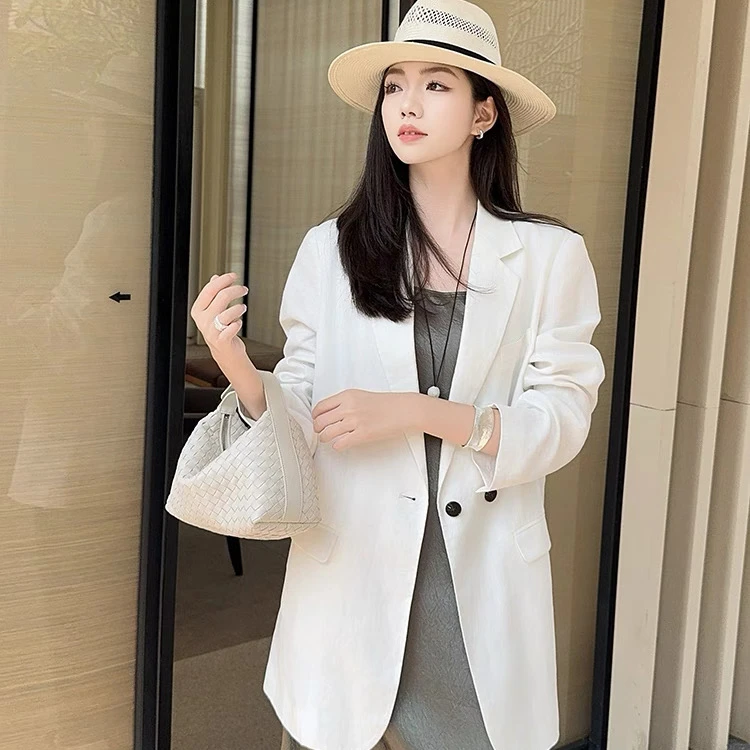 美洋MEIYANG 柏丽西装 亚麻度假两粒扣阔版宽松休闲西服外套-周五
