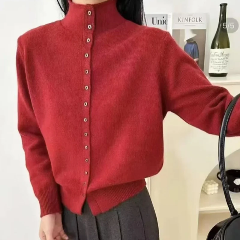 温柔风软糯密熊绒高领开衫女毛衣针织衫外套保暖秋冬女士开衫外套