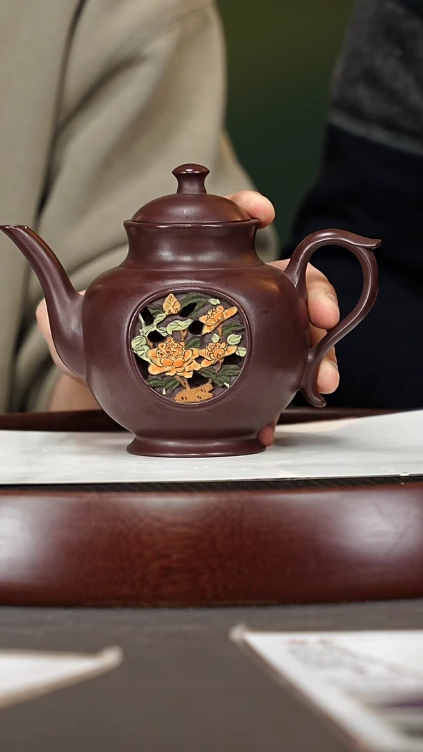 茶壶紫砂114鲍宜明 宫灯老紫泥360cc