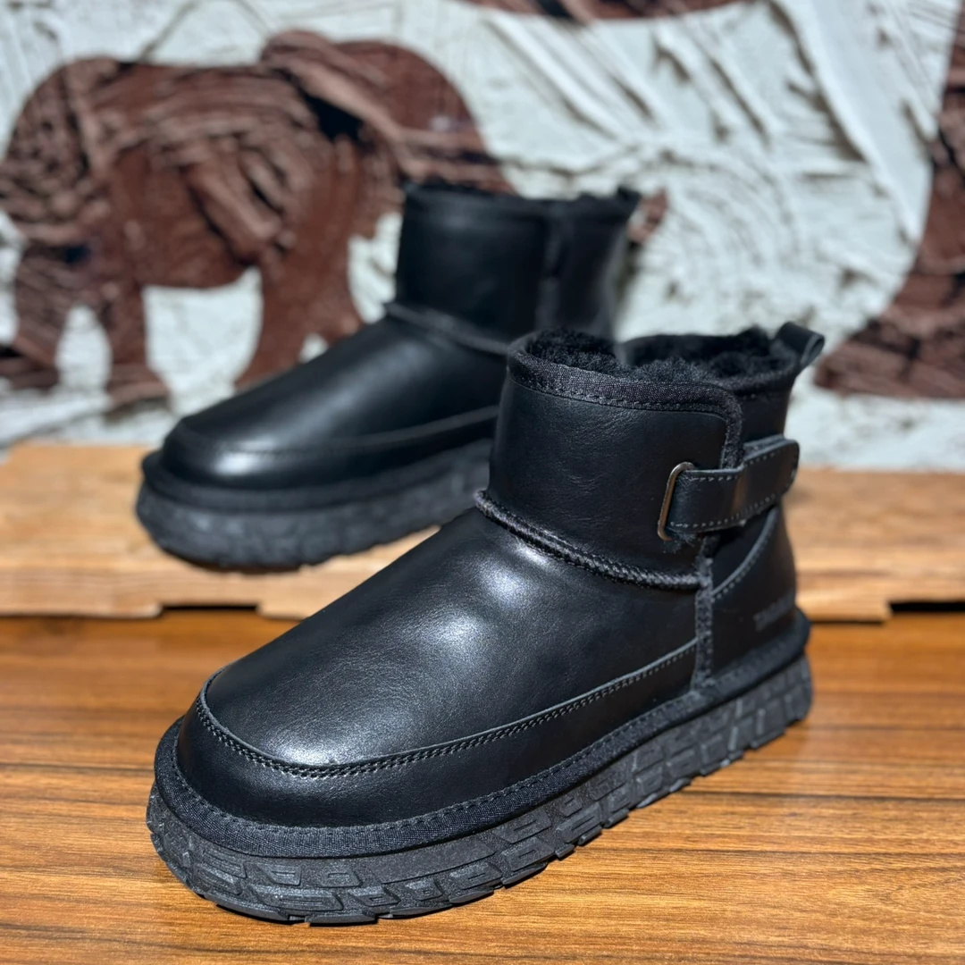 TG男士高帮雪地靴亮面防水粘扣大棉鞋加厚加毛东北男士高档雪地靴