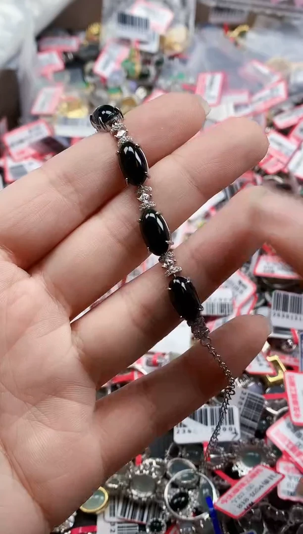 银S925镶嵌戒指翡翠天然A货缅甸翡翠