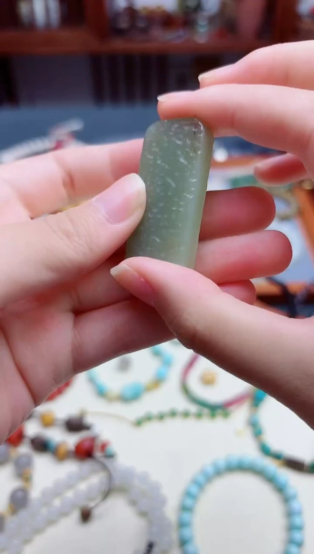 和田玉未镶嵌颈饰和田玉无事牌吊坠ZD编绳